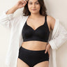 Cotton Padded M-Frame Minimiser Bonded Bra & Mid Rise Flexifit Hipster Panty Lingerie Set (TW-SB-9203&63) (Black)