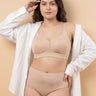 Cotton Non-Padded M-Frame Minimiser Bonded Bra & Mid Rise Flexifit Hipster Panty Lingerie Set (TW-SB-9303+63) (Skin)