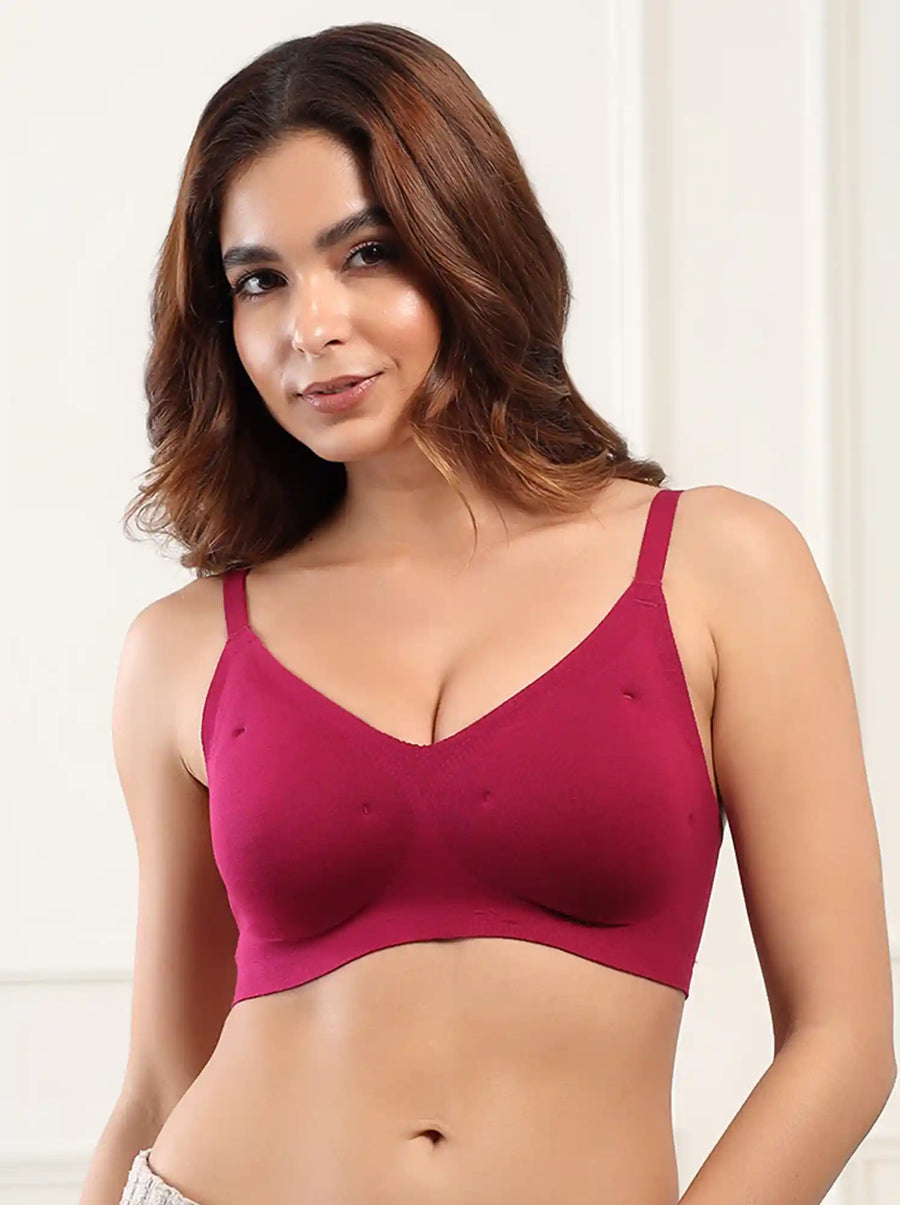 Cotton Padded Full Coverage Bonded Bra (SB-938-Wine) (GB)