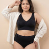 Cotton Plus Size Non-Padded Bonded Bra | Full Coverage & Mid Rise Flexifit Hipster Panty Lingerie Set (TW-SB-915&63)(Black)
