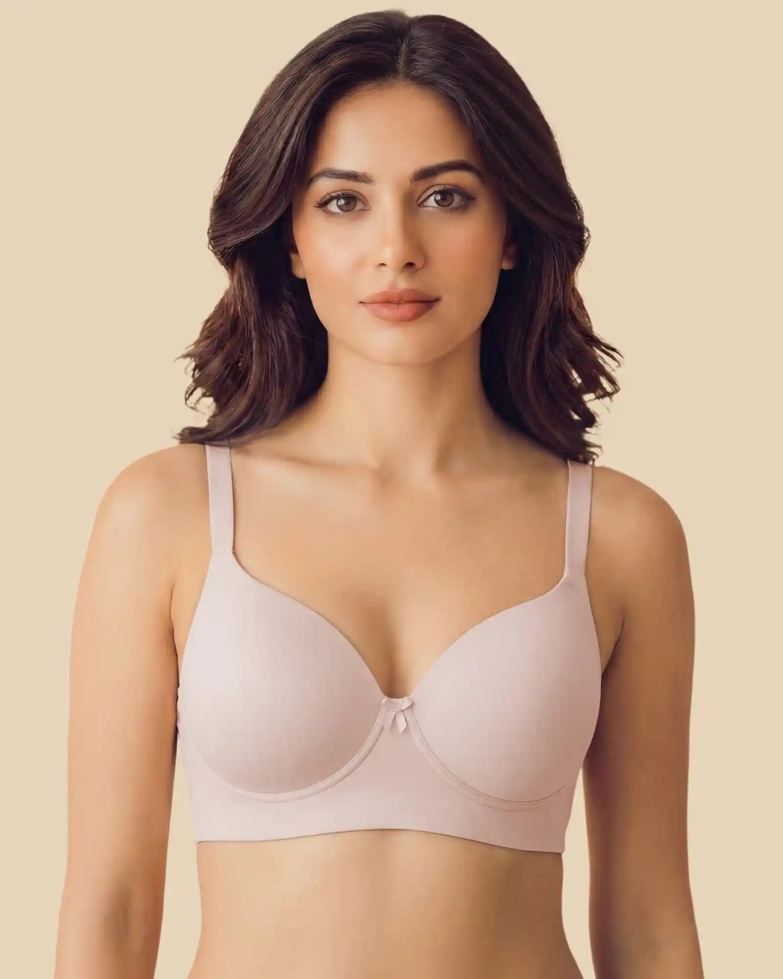 Polyamide Non-Wired Maximiser Push Up Bonded Bra (Level-2 Padding) with 3/4th Coverage (SB-95107) (Peach)