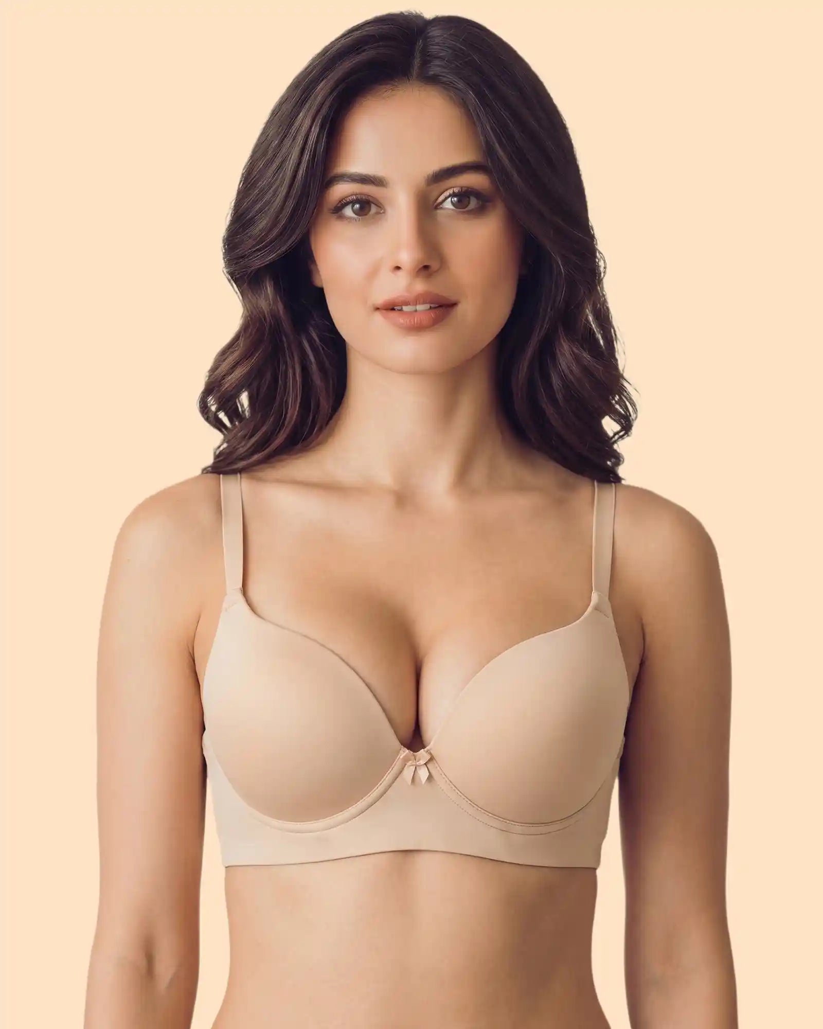Cotton Non-wired Maximiser Push-Up Bonded Bra (Level-2 Padding) with 3/4th Coverage (SB-97015) (Skin)