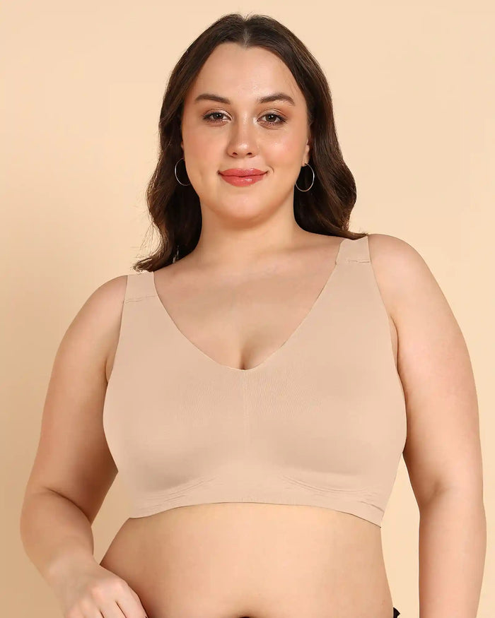 Tweens Bonded Breathable Cotton Plus-Size Padded Full-Coverage Bra (SB-918-Skin)
