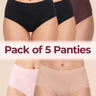 Polyamide Full Coverage High Waist Seamless Hipster Panty with Ultra Soft Inner Elastic Waistband  (TW-3001) (2PC Black +Coffee+Rose+Skin)