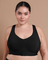 Bonded Gym Bra with Crisscross Back | Non-Padded | Breathable Cotton (TW-SB-995)(Black) (MR)