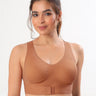 Bonded Gym Bra with Crisscross Back | Padded | Breathable Cotton (TW-SB-997)(Fawn) (GB)