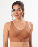 Bonded Gym Bra with Crisscross Back | Padded | Breathable Cotton (TW-SB-997)(Fawn) (GB)