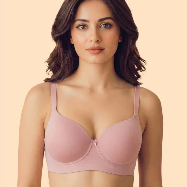 Polyamide Non-Wired Maximiser Push Up Bonded Bra (Level-3 Padding) with 3/4th Coverage (SB-95301) (Plum)