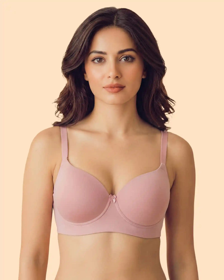 Polyamide Non-Wired Maximiser Push Up Bonded Bra (Level-3 Padding) with 3/4th Coverage (SB-95301) (Plum)