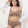 Cotton Padded M-Frame Minimiser Bonded Bra & Mid Rise Flexifit Hipster Panty Lingerie Set (TW-SB-9203&63) (Fawn)