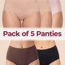 Polyamide Full Coverage High Waist Seamless Hipster Panty with Ultra Soft Inner Elastic Waistband  (TW-3001) ( 2PC Skin+Rose+Coffee+ Black)