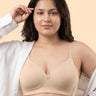 Cotton Padded Plus-Size T-Shirt Bonded Bra | Seamless Look, 360° Support & All-Day Comfort (TW-SB-9082) (Skin)