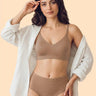 Cotton Full Coverage Non-Padded Bonded Bra & Mid Rise Flexifit Hipster Panty Lingerie Set  (TW-SB-935&63)(Fawn)