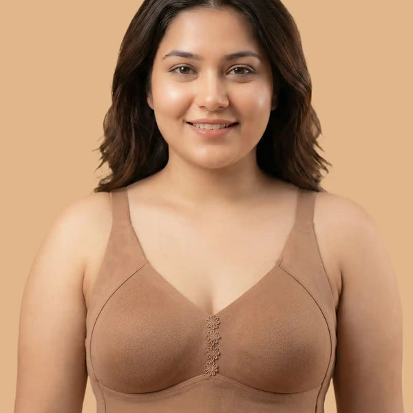 Cotton Non-Padded Plus-Size M-Frame Minimiser Bonded Bra (SB-9303)(Fawn)