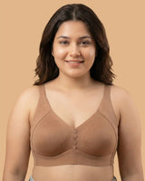 Cotton Non-Padded Plus-Size M-Frame Minimiser Bonded Bra (SB-9303)(Fawn)