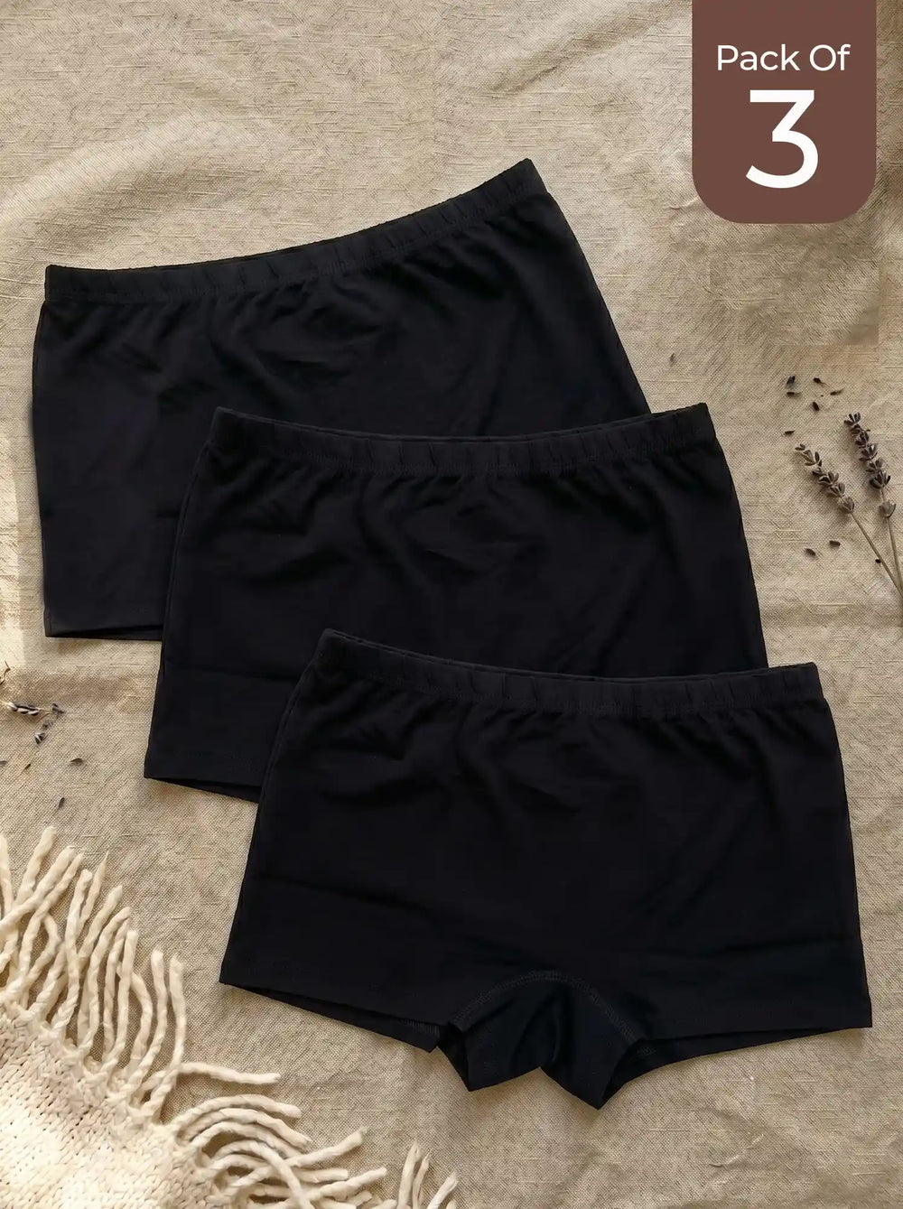 Cotton High Coverage Boy Shorts (TW-65)(Black)