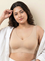 Cotton Non-Padded Plus-Size Bonded Bra with Hidden Concealer (SB-915-Skin)