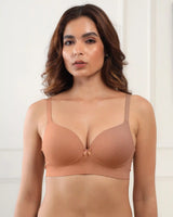 Cotton Non-wired Maximiser Push-Up Bonded Bra (Level-2 Padding) with 3/4th Coverage (SB-97015) (Fawn) (GB)