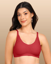 Tweens Bonded Breathable Cotton Padded Full-Coverage Bra (SB-938-Red)