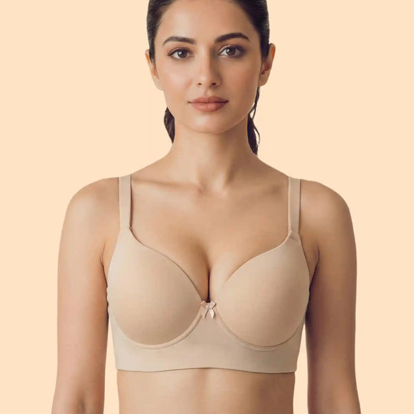 Cotton Non-wired Push-Up Bonded Bra (Level-3 Padding) with 3/4th Coverage (SB-93510) (Skin)