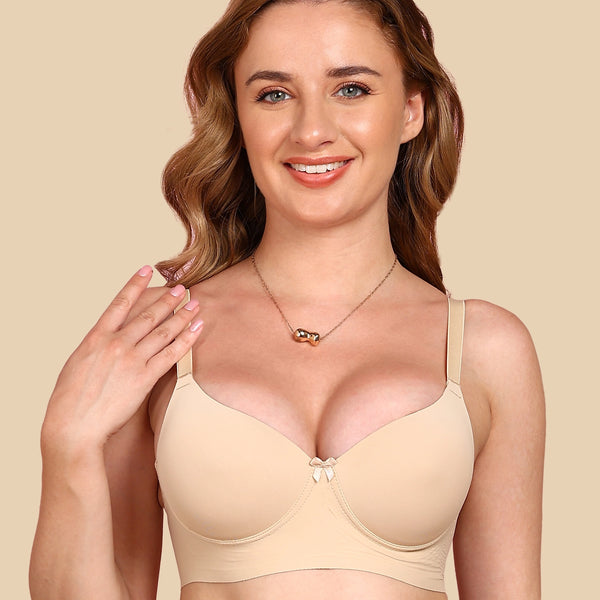 Polyamide Non-Wired Maximiser Push Up Bonded Bra (Level-3 Padding) with 3/4th Coverage  (SB-95301) (Skin)