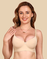 Polyamide Non-Wired Maximiser Push Up Bonded Bra (Level-3 Padding) with 3/4th Coverage  (SB-95301) (Skin)