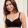 Cotton Non-wired Push-Up Bonded Bra (Level-3 Padding) with 3/4th Coverage (SB-93510) (Black) (GB)