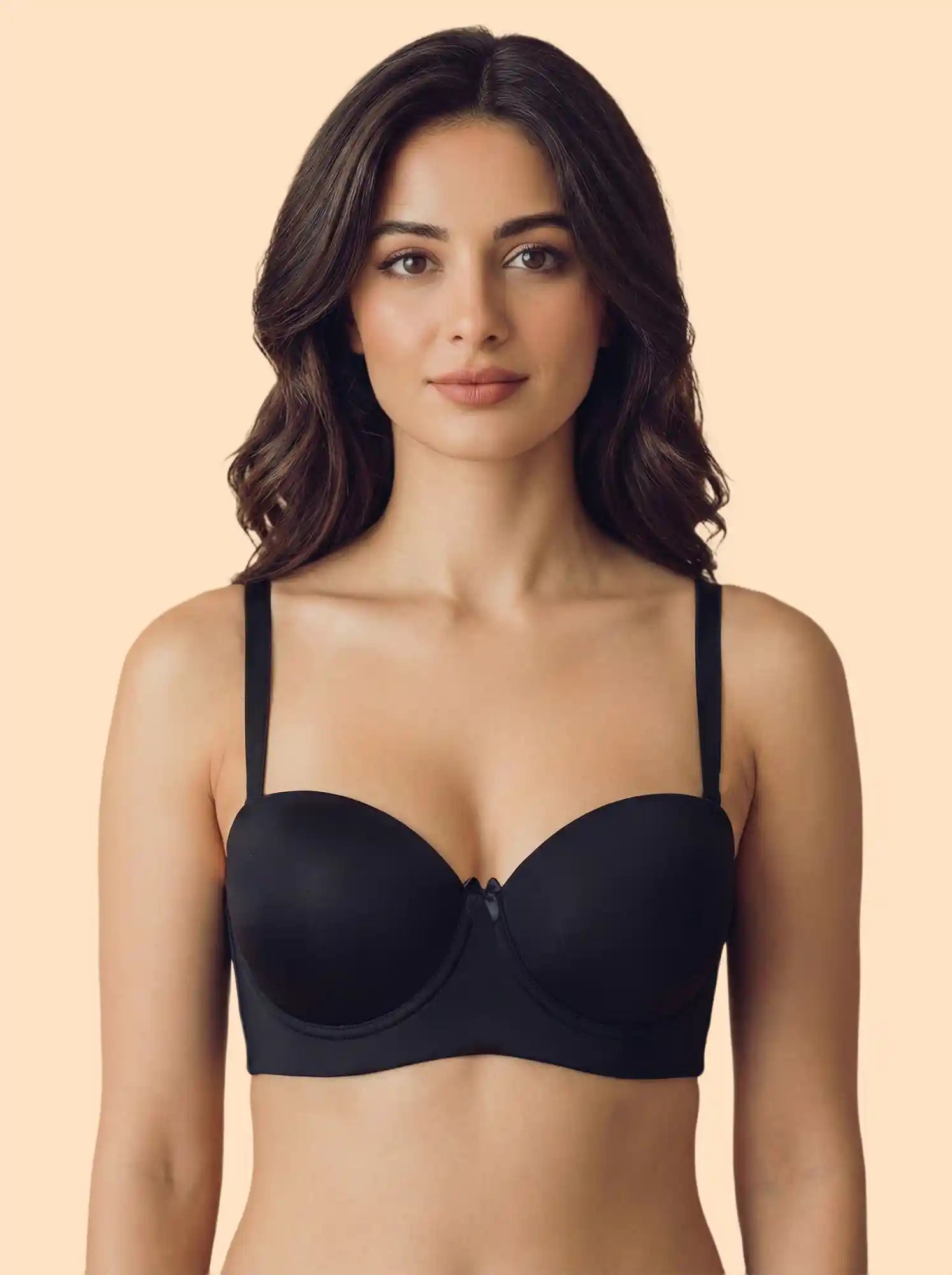 Tweens Bonded Demi-Cup Padded Cotton Spandex Bra (SB-91012)(Black)