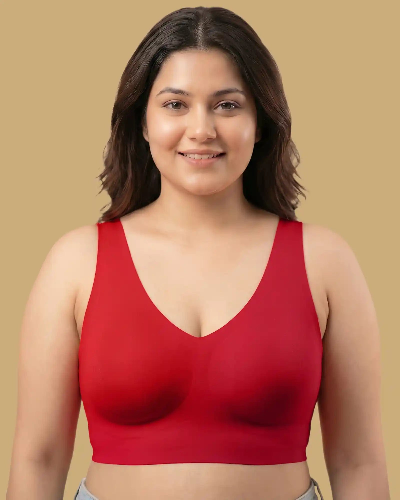 Cotton Padded Full Coverage Plus-Size Bonded Bra (SB-918-Red)
