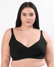 Cotton Non-Padded Plus-Size M-Frame Minimiser Bonded Bra (SB-9303)(Black) (MR)
