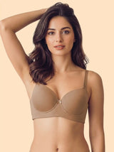 Cotton Padded Bonded T-Shirt Bra | Seamless Look, 360° Support & All-Day Comfort (TW-SB-9081-9082) (Fawn)