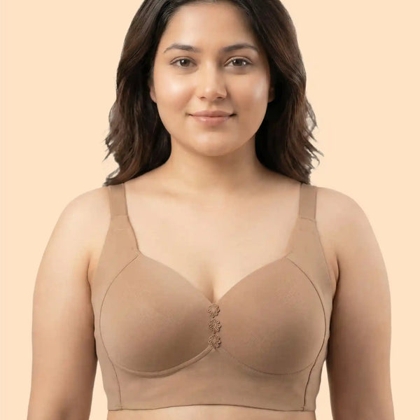 Cotton Padded Plus-Size M-Frame Minimiser Bonded Bra (SB-9203)(Fawn)