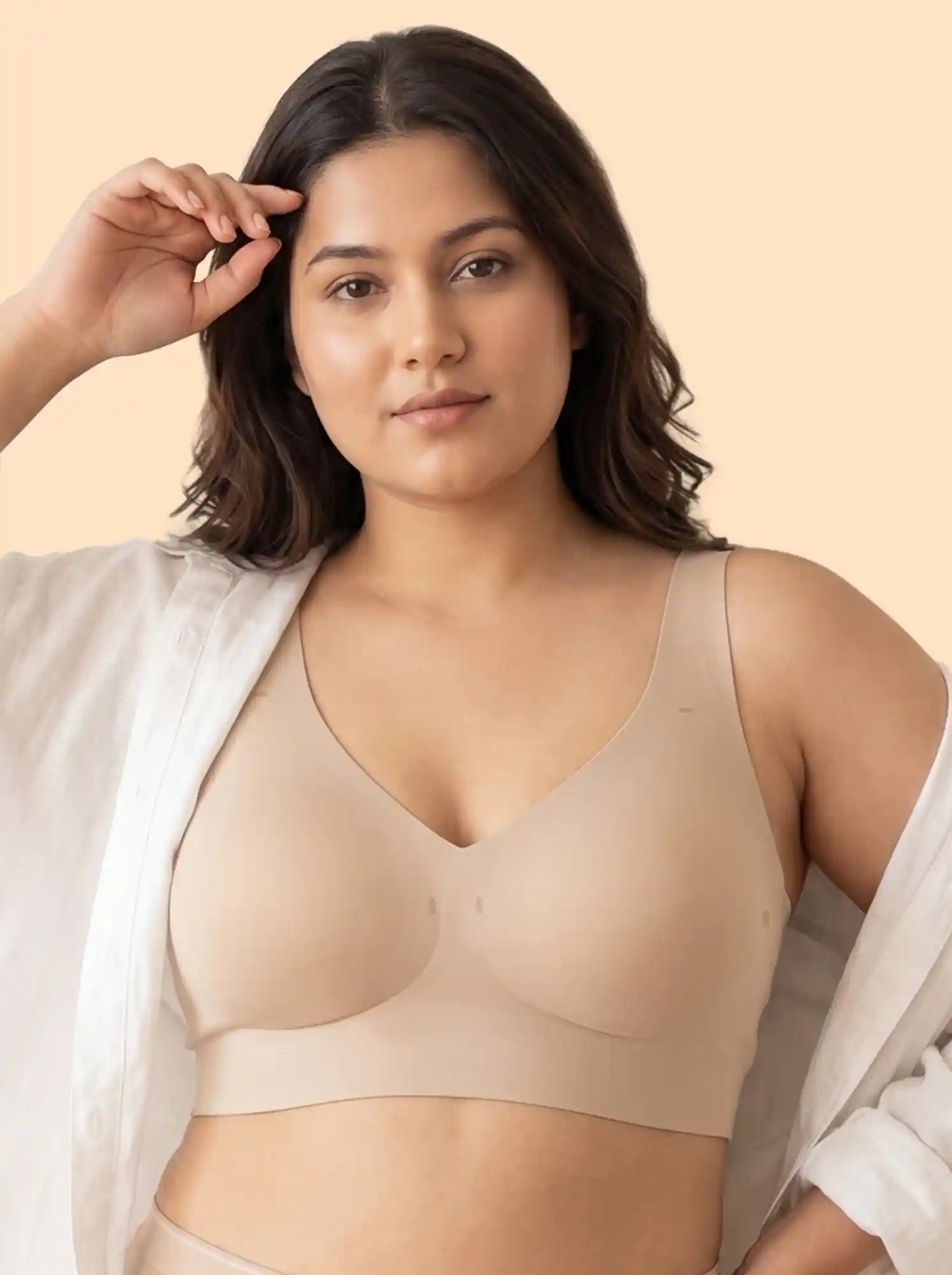 Cotton Padded Full Coverage Plus-Size Bonded Bra (SB-918-Skin)