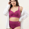 Cotton Padded M-Frame Minimiser Bonded Bra & Mid Rise Flexifit Hipster Panty Lingerie Set (TW-SB-9203&63) (Wine)