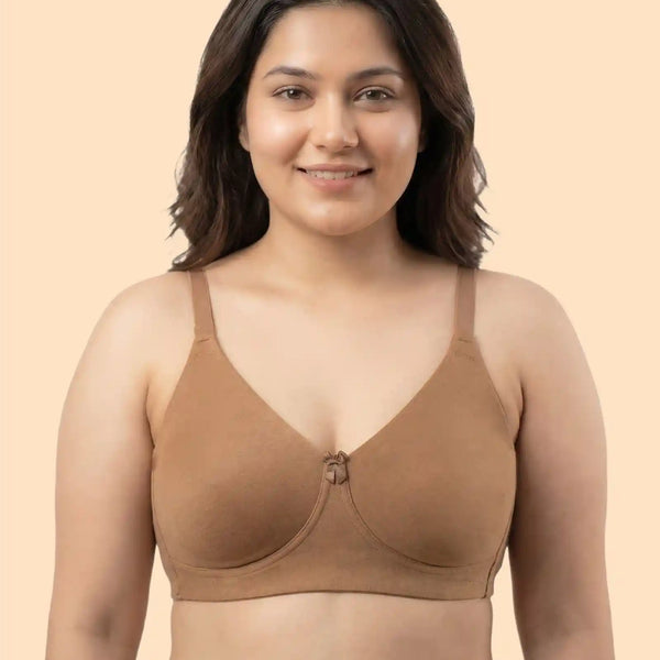 Cotton Non-Padded Full Coverage Everyday Bonded Bra (TW-IS-9401) (Fawn)