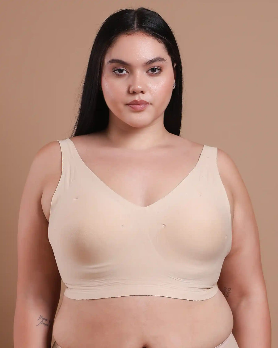 Tweens Bonded Breathable Cotton Plus-Size Padded Full-Coverage Bra (SB-918-Skin) (MR)