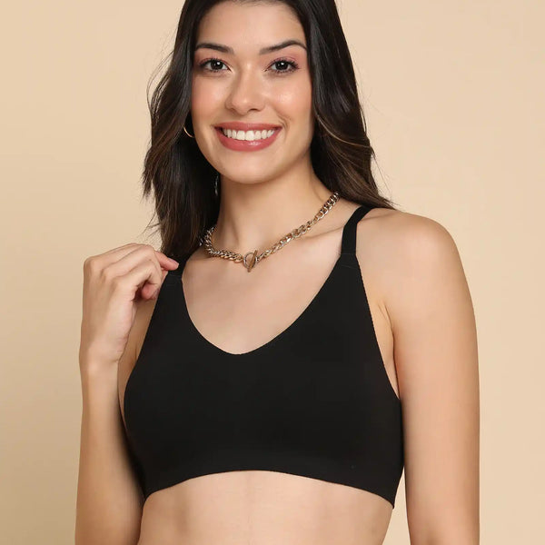 Tweens Non-Padded Cotton Spandex Invisi-Fit Bra (BLACK)