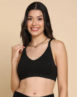 Tweens Bonded Breathable Cotton Non-Padded Full-Coverage Bra with Hidden Concealer (SB-935-Black)