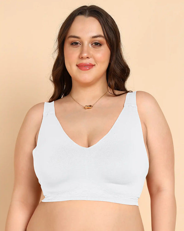 Tweens Invisi-Fit Cotton Fabric Plus-Size Non-Padded Bra (TW-SB-915-WHITE)