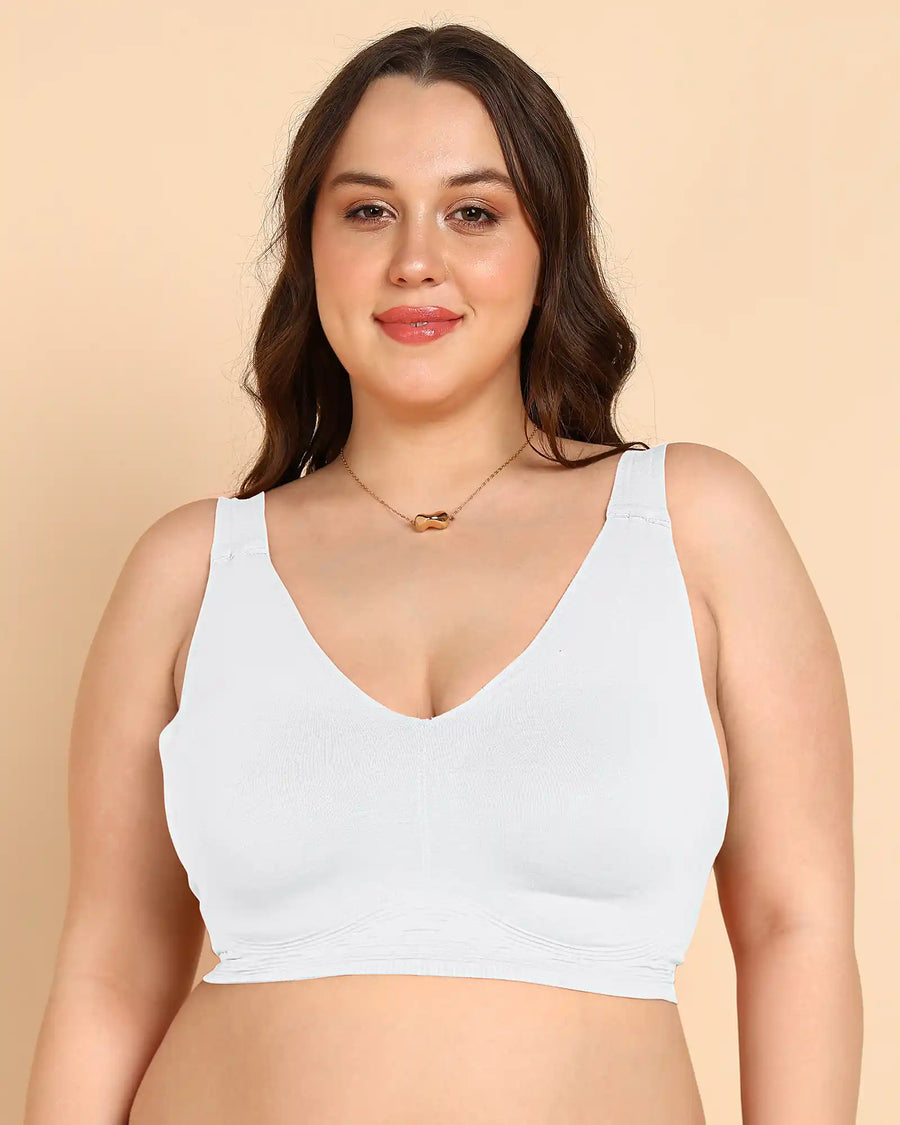 Tweens Bonded Breathable Cotton Plus-Size Full-Coverage Bra with Hidden Concealer (SB-915-White)