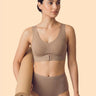Cotton Non-Padded Bonded Gym Bra | Crisscross Back | Mid Rise Flexifit Hipster Panty Lingerie Set (TW-SB-95+63)(Fawn)