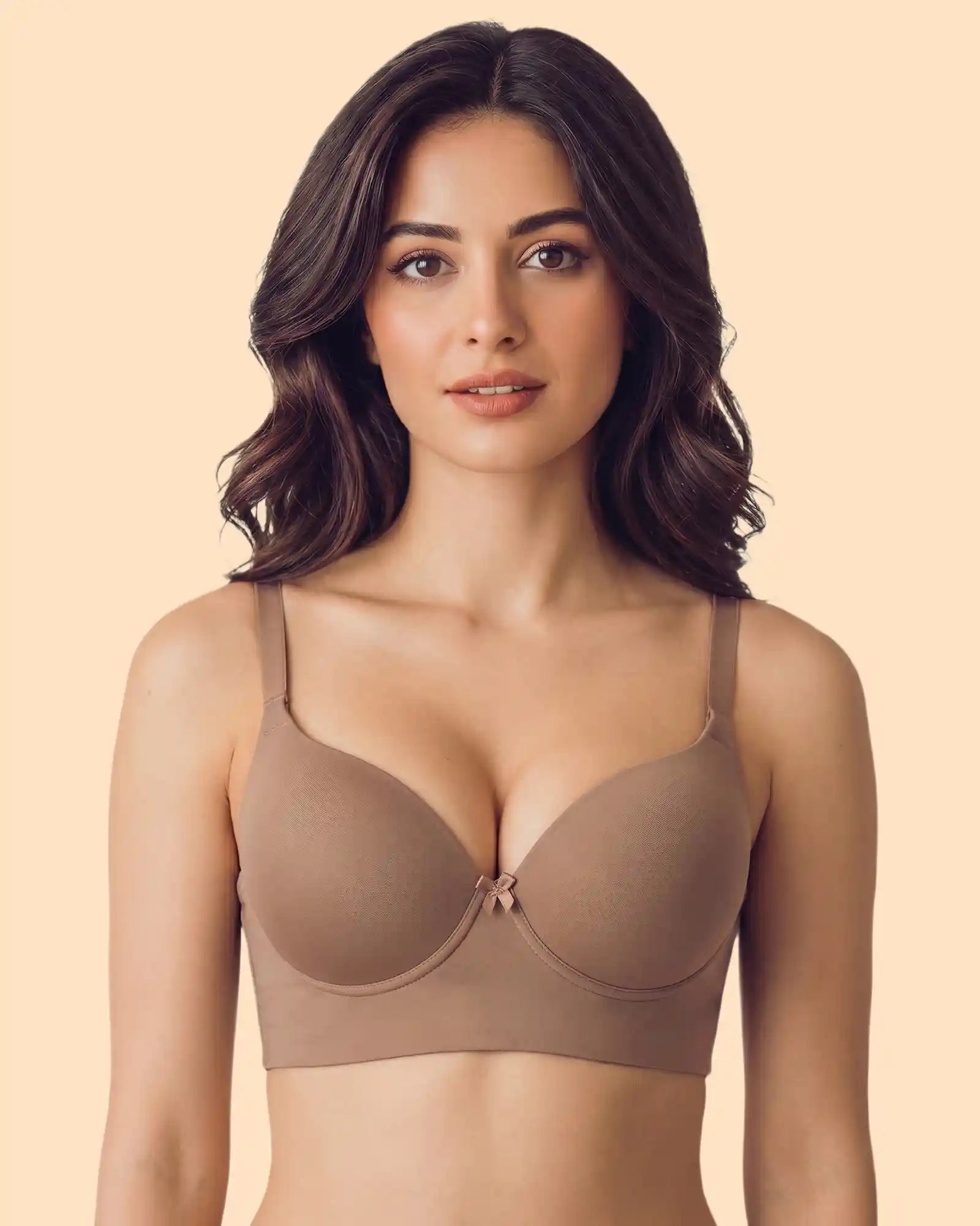 Cotton Non-wired Maximiser Push-Up Bonded Bra (Level-2 Padding) with 3/4th Coverage (SB-97015) (Fawn)