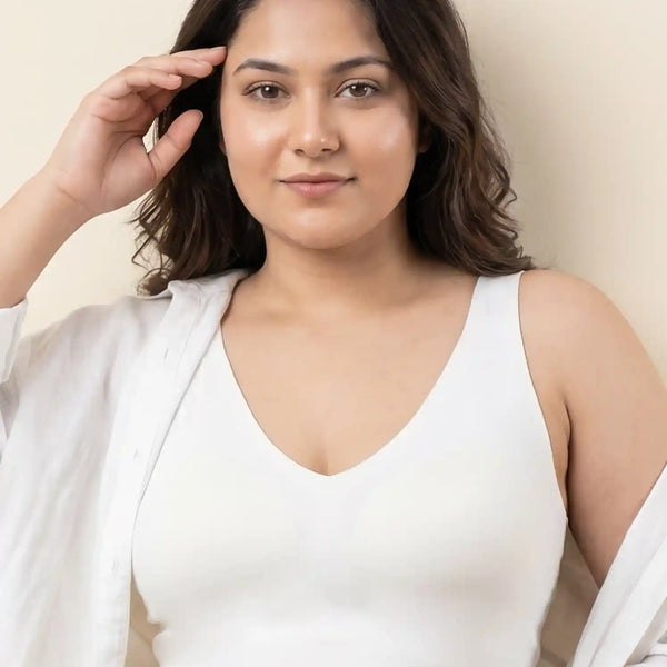 Cotton Non-Padded Plus-Size Bonded Bra with Hidden Concealer  (SB-915-White)