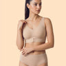 Cotton Padded Bonded Gym Bra | Crisscross Back | Mid Rise Flexifit Hipster Panty Lingerie Set (TW-SB-997+63)(Skin)