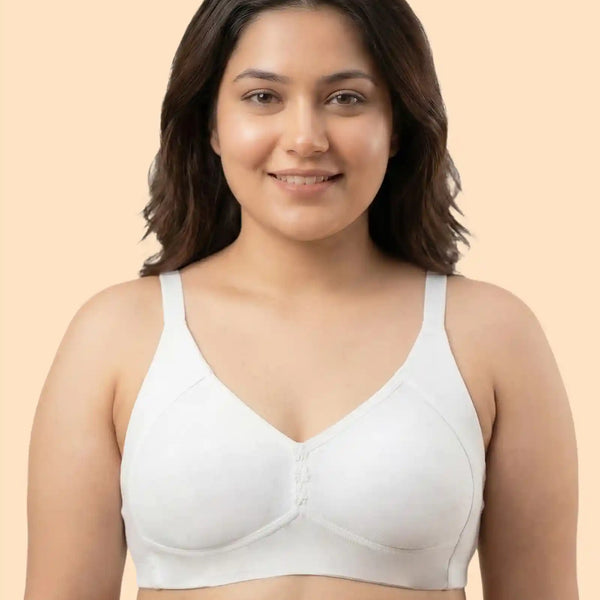 Cotton Non-Padded M-Frame Minimiser Bonded Bra (TW-IS-9405) (White)
