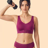 Cotton Non-Padded Bonded Gym Bra | Crisscross Back | Mid Rise Flexifit Hipster Panty Lingerie Set (TW-SB-95+63)(Wine)