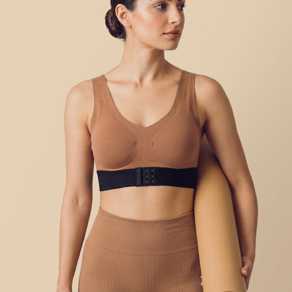Bonded Gym Bra with Crisscross Back | Padded | Breathable Cotton (TW-SB-9977-FWN+BLK)