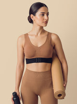 Bonded Gym Bra with Crisscross Back | Padded | Breathable Cotton (TW-SB-9977-FWN+BLK)