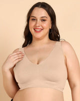 Tweens Bonded Breathable Cotton Plus-Size Full-Coverage Bra with Hidden Concealer (SB-915-Skin)