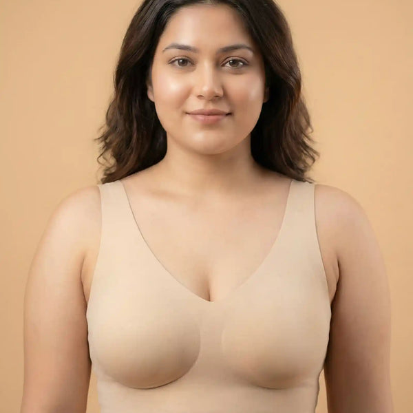 Cotton Non-Padded Plus-Size Bonded Bra with Hidden Concealer (SB-915-Skin)